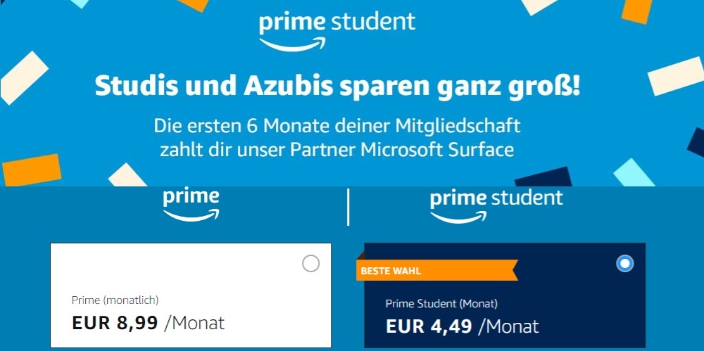 Amazon Prime kostenlos für Studenten und Azubis